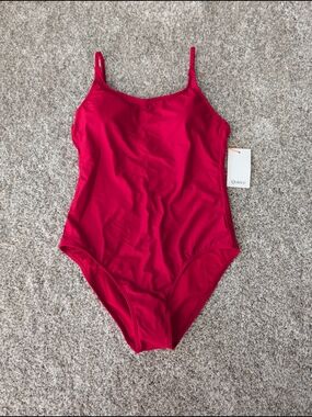 Quince Italian Scoop Neck One-piece Swimsuit Red NWT Medium